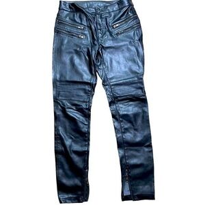 Free People Black Vegan Leather Moto Pants